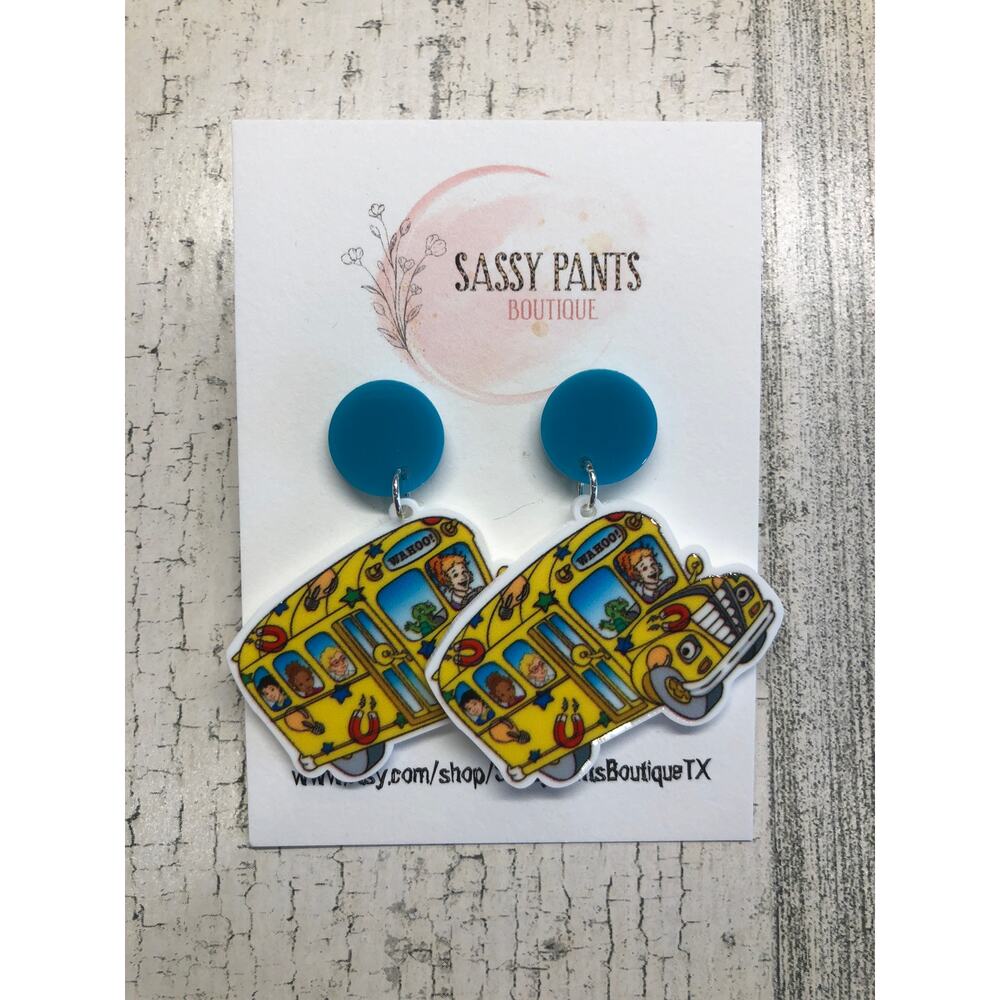 Mrs. Frizzle Magic School Bus Teacher Educator Earrings